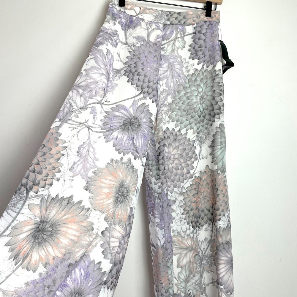 NWT Badgley Mischka Wide Leg Pants Sz 0 Floral Soft Romantic Wedding‎ Easter